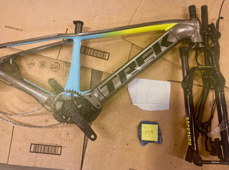 Disassembled bicycle