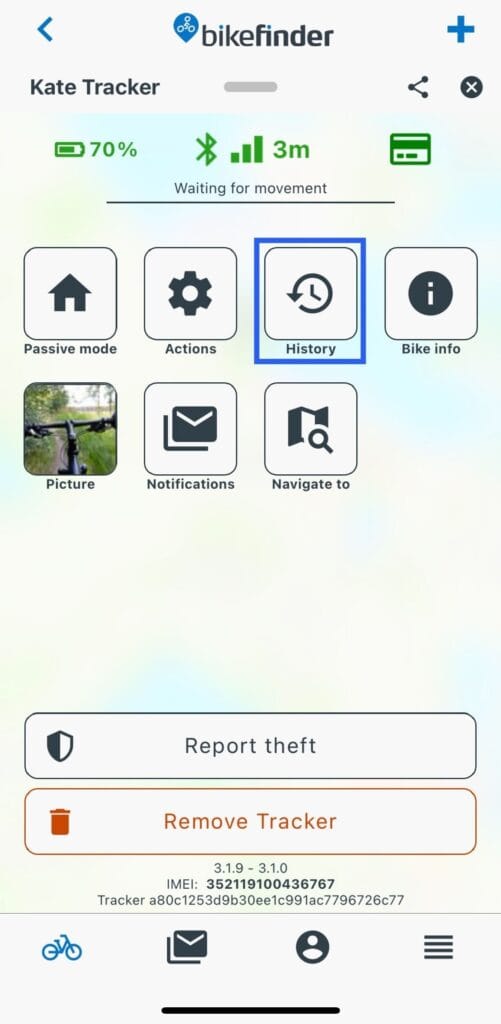 bikefinder app history
