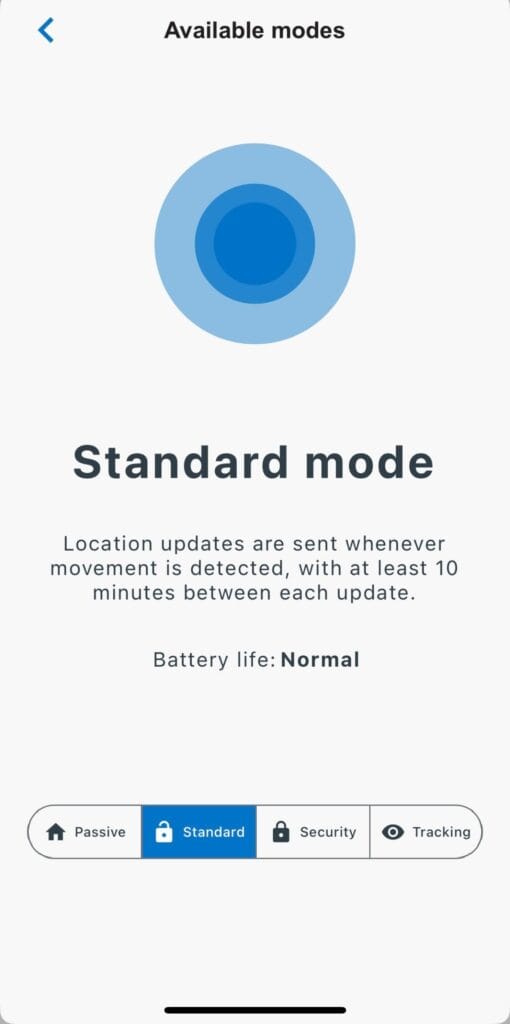 bikefinder app mode selection