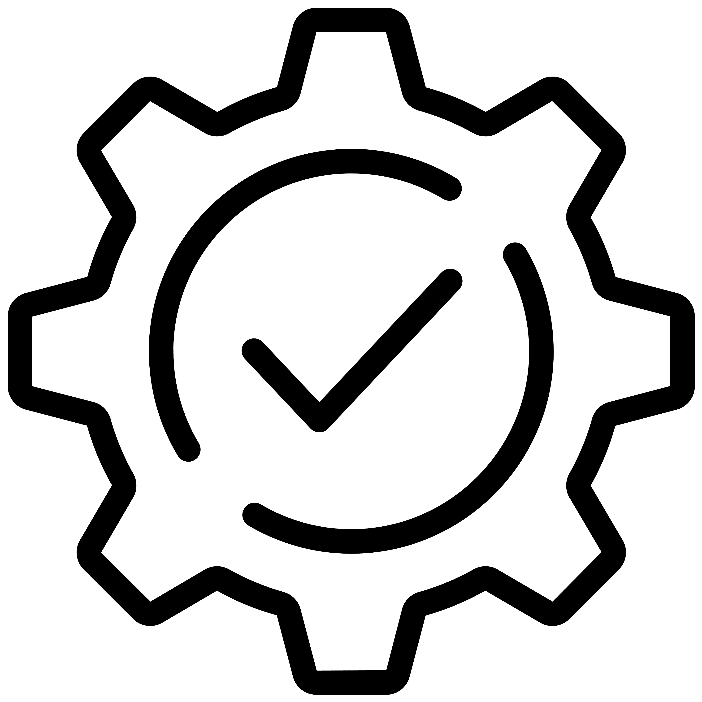 Gear icon with checkmark representing optimized bike fleet maintenance.