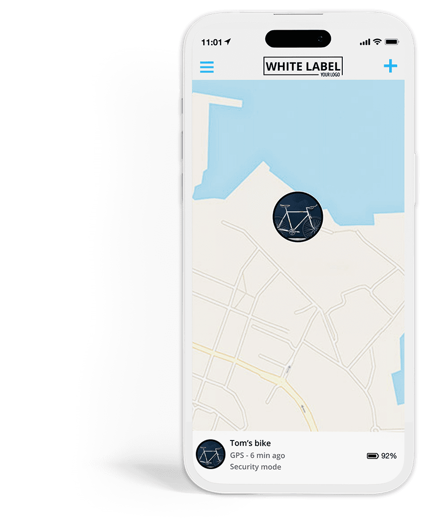 BikeFinder White Label app phone mockup 