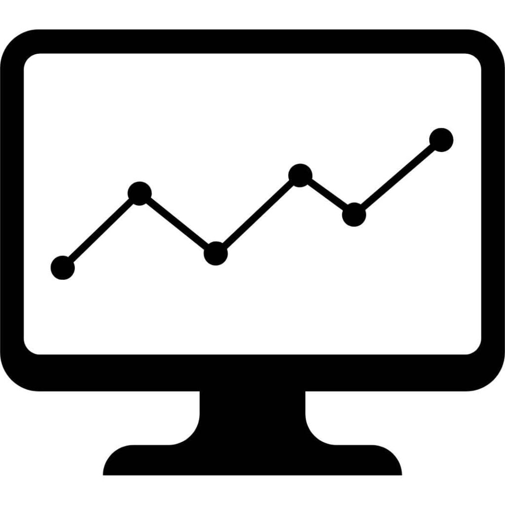 Computer monitor with line graph symbolizing fleet control, tracking, and analytics.