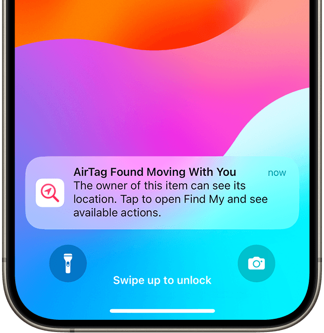iphone images "AirTag found moving with you" notification