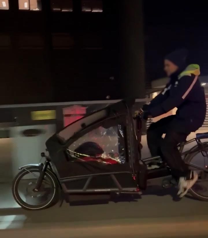 Stolen Cargo bike with tracker and thief biking
